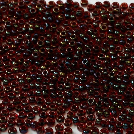 Miyuki Boncuk, MiyukiRoundBeads15/0-0367 Garnet Lined Ruby AB