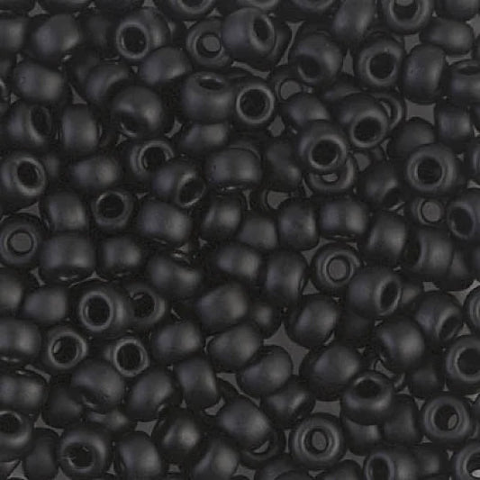 Miyuki Boncuk, MiyukiRoundBeads 6/0- 0401F Black Matted
