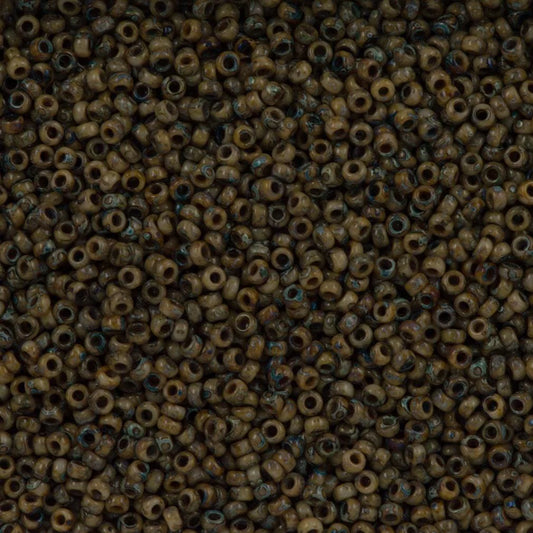 Miyuki Boncuk, MiyukiRoundBeads15/0-4517 Picasso Opaque Brown Tan