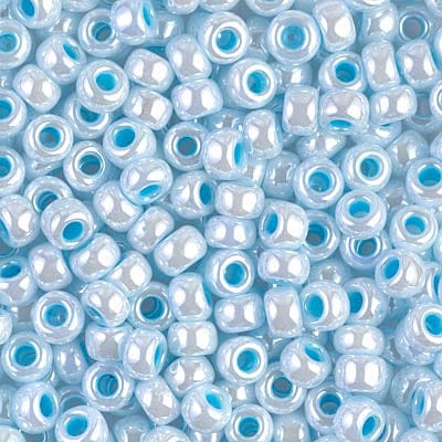 Miyuki Boncuk, MiyukiRoundBeads 6/0- 0430 Aqua Lined White Pearl