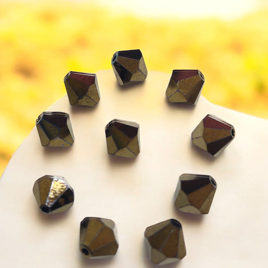 Swarovski 8mm Piramit (Bicone ) Şeffaf Bakır (Crystal Dorado ) - 006