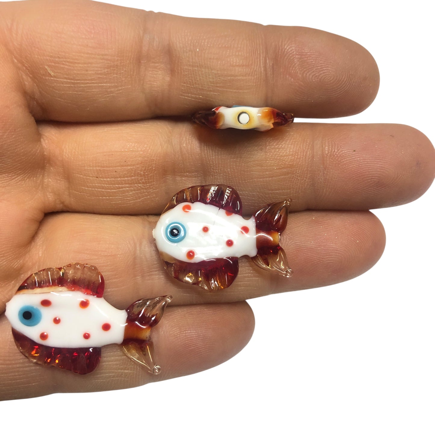 Murano Cam Benekli Balık - Kırmızı