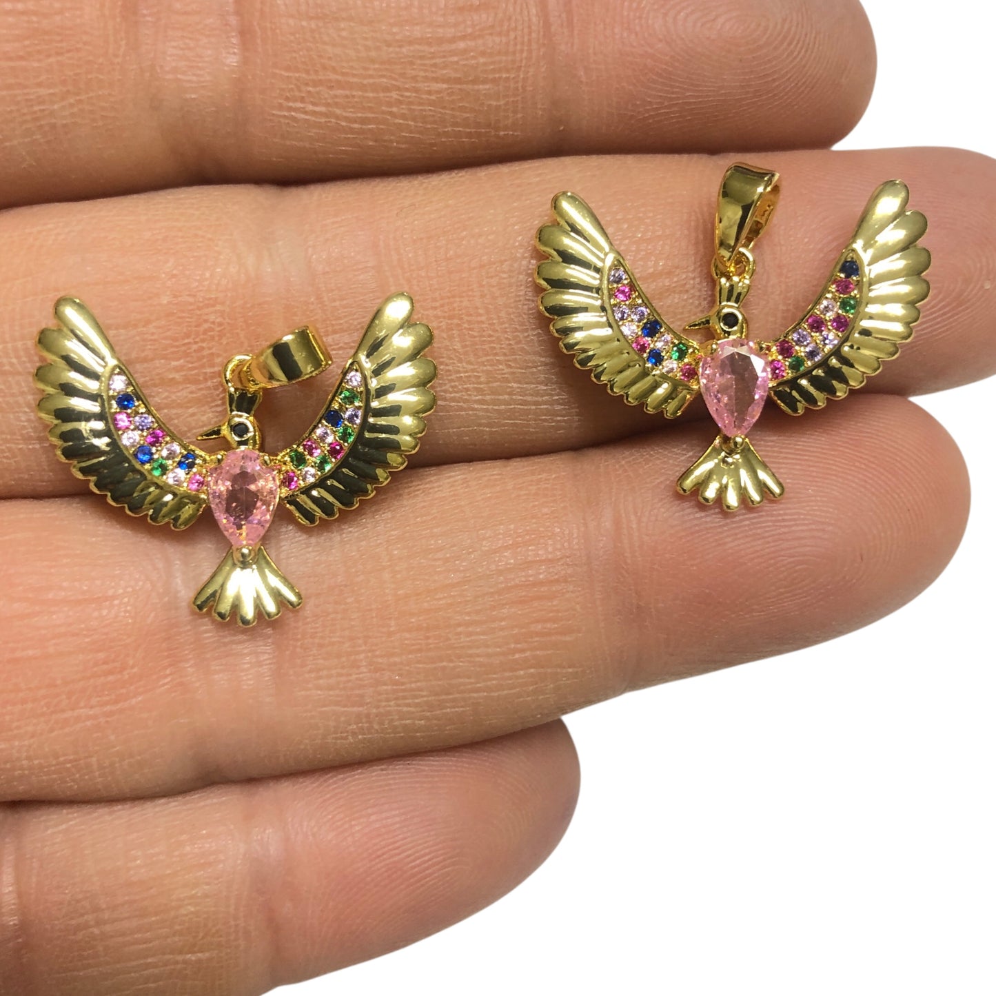 Sarı Çelik Zirkon Taşlı Küçük Boy Anka Kuşu Kolye Ucu