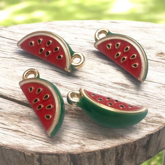 Gold Plated Enamel Strawberry Shaking Attachment - Neon Green