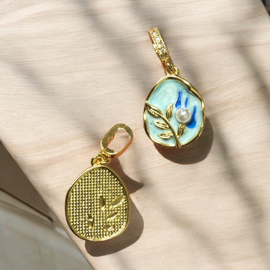 Altın Kaplama Zirkon Taşlı Mineli İncili Yaprak