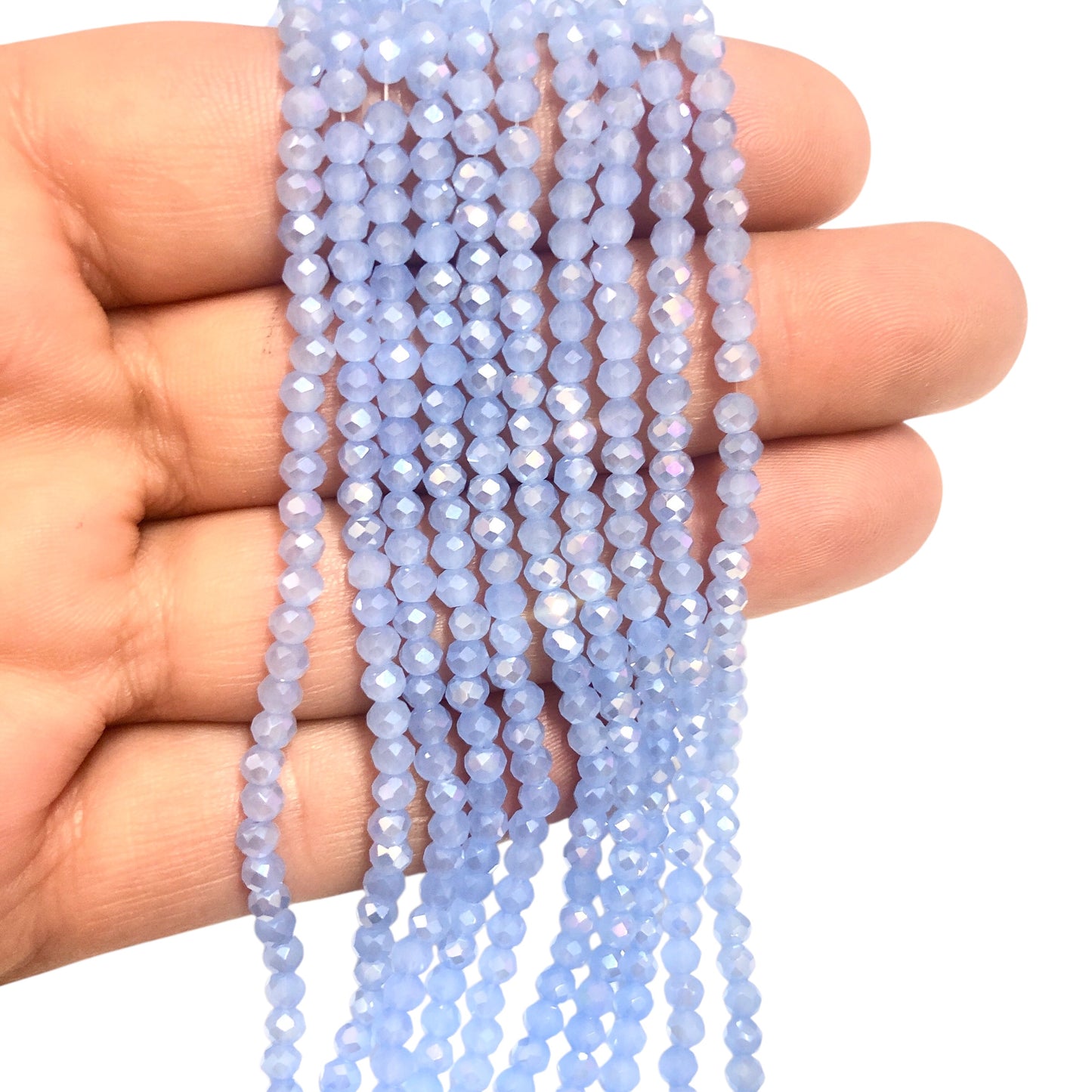 Kristal Boncuk, Çin Kristali-3mm-17-Buzlu Janjanlı Açık Leylak