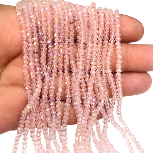 Kristal Boncuk, Çin Kristali-3mm-42-Şeffaf Janjan pembe