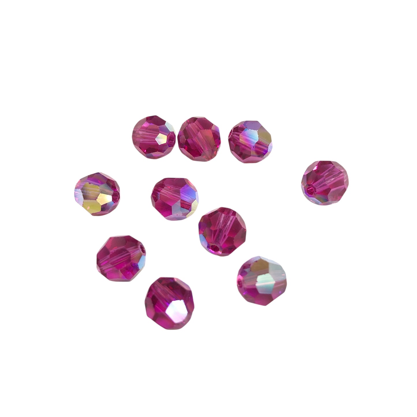 Swarovski Kristal 8mm Petek Kesim - Şeffaf Parlak Fuşya( Fuchsia AB.) - 003