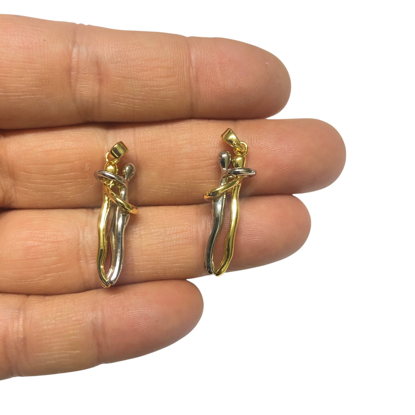 Pirinç Üzeri Altın Kaplama Sarılan Sevgililer Çift Renk