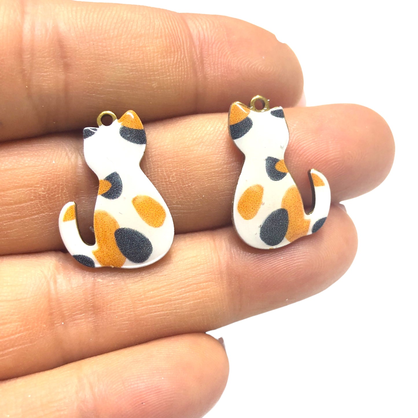 Sarı Çelik Mineli Kolye ucu- Kedi