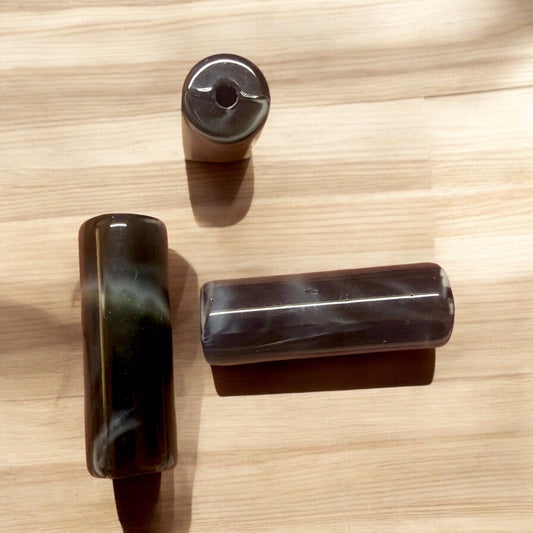 A Kalite Akrilik Silindir -8x25mm- Ebruli Siyah