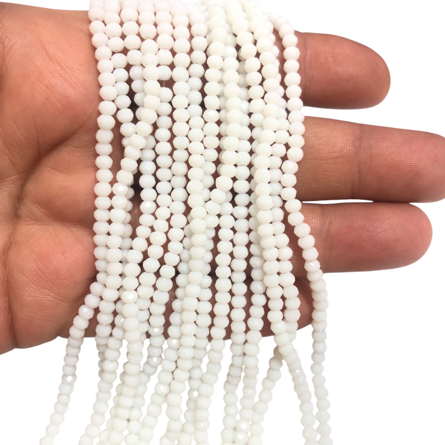 Kristal Boncuk, Çin Kristali-3mm-75-Opak Beyaz