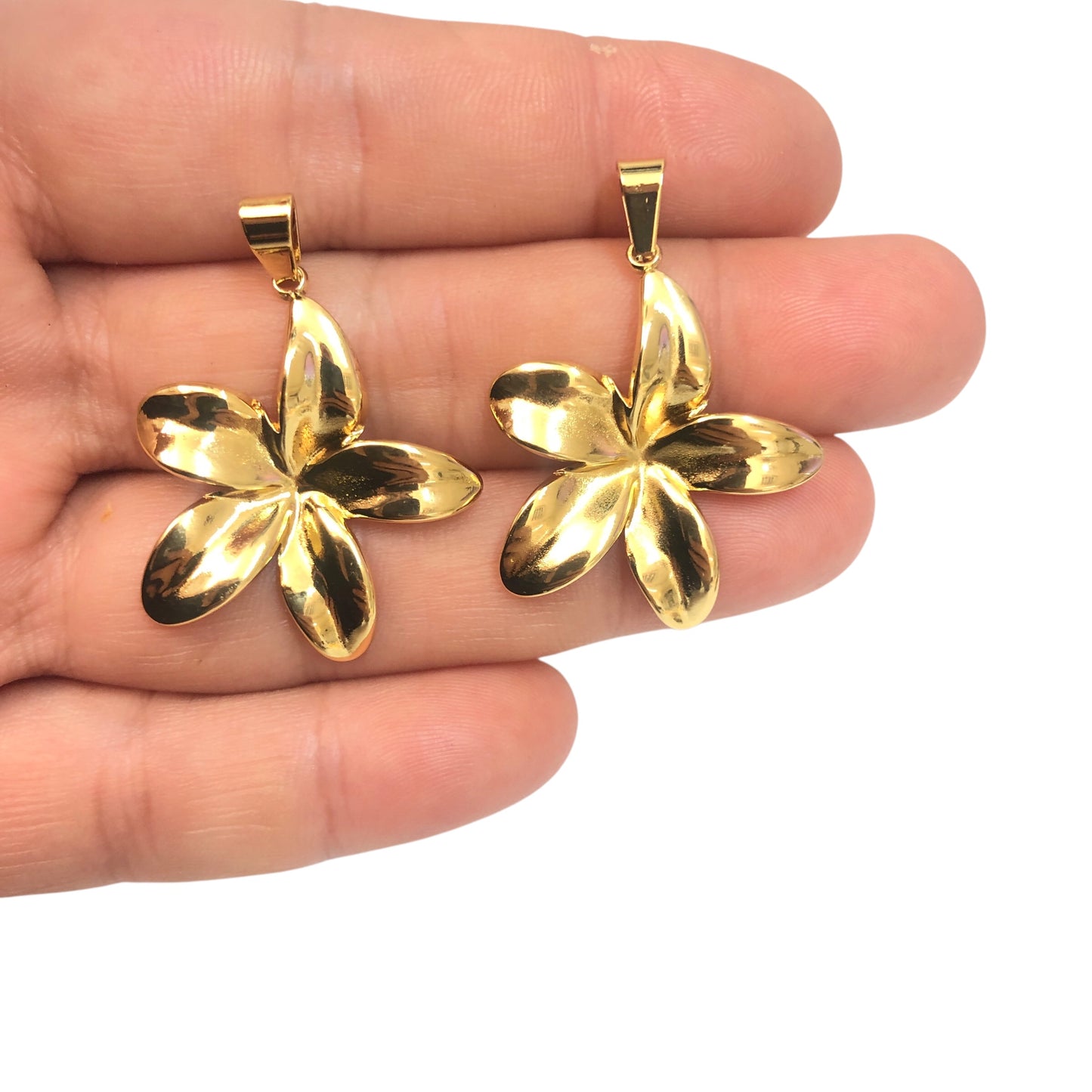 Sarı Çelik Plumeria Çiçeği Kolye Ucu