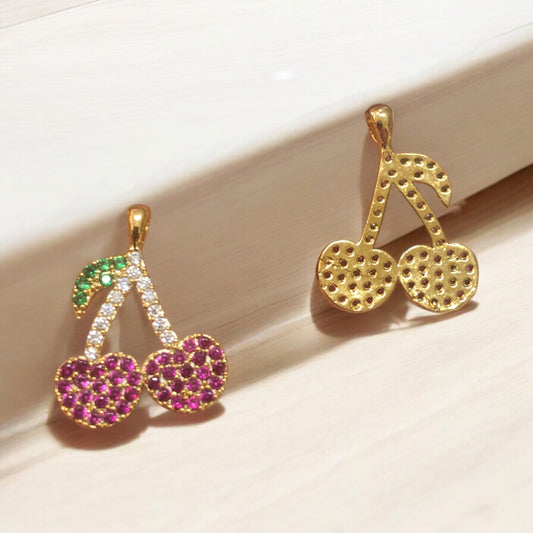 Altın Kaplama Zirkon Taşlı Kiraz Kolye Ucu