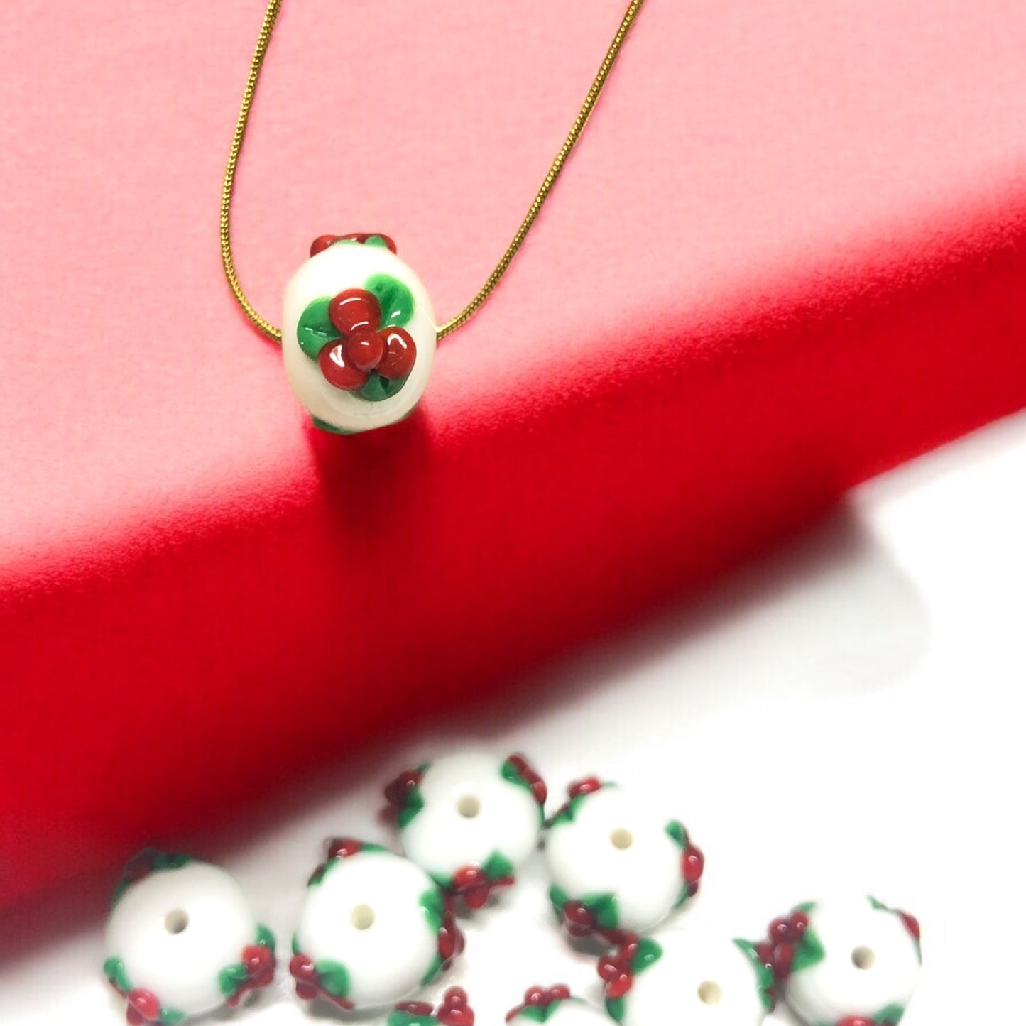 Murano Kokinalı Rondel Beyaz