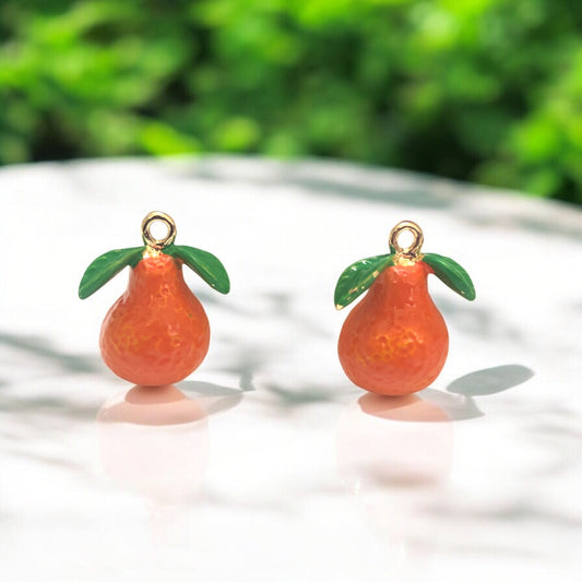 Gold Plated Enamel Strawberry Shaking Attachment - Neon Green