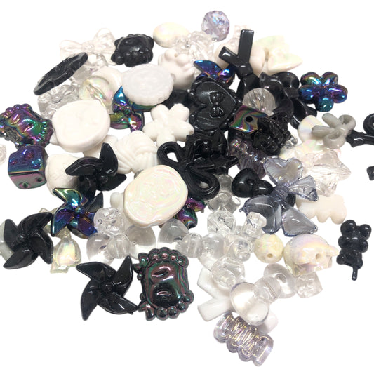 Akrilik Boncuk- Karışık Renkli Siyah & Beyaz