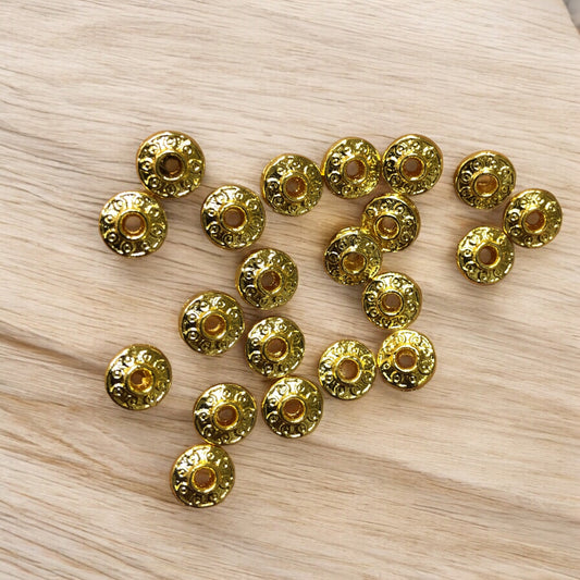 Altın Kaplama Desenli Rondel 6,5mm