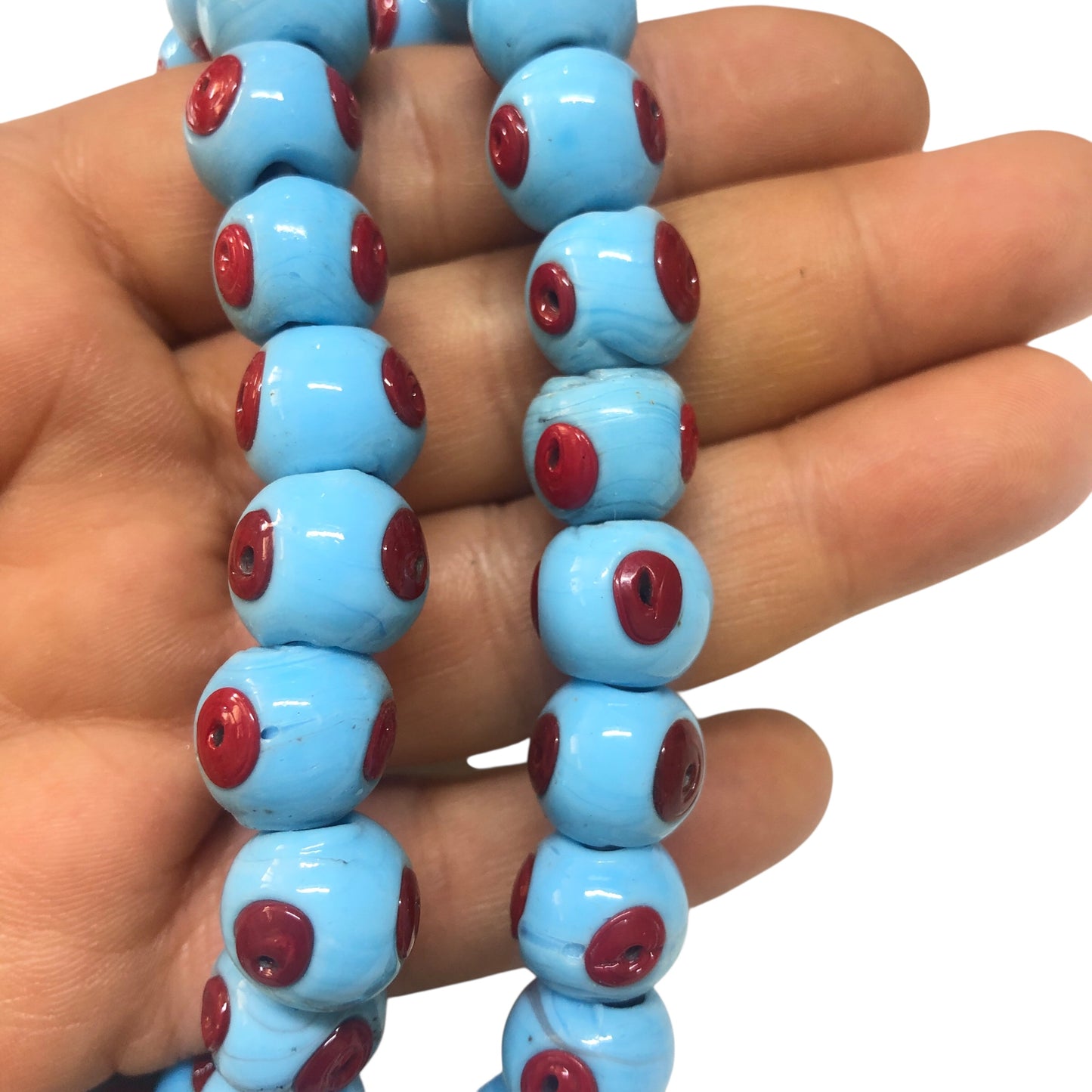 Runde Perle aus Rindsleder für den bösen Blick - Rot