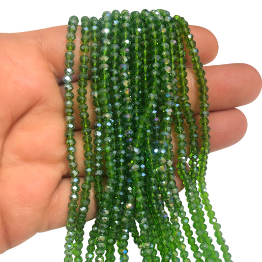 Kristal Boncuk, Çin Kristali-3mm-68-Şeffaf Janjanlı Yeşil