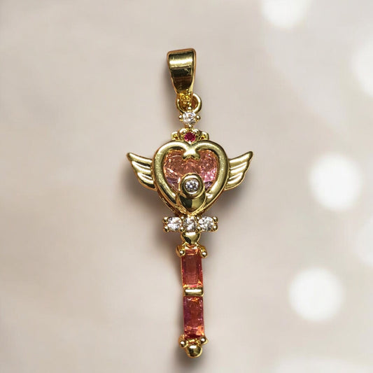 Gold Plated Enamel Strawberry Shaking Attachment - Neon Green