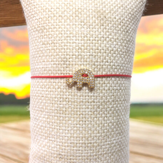 Altın Kaplama Zirkon Taşlı Düğme Bileklik Aparatı- Fil