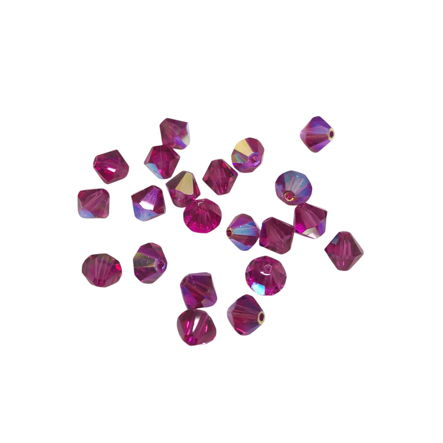 Swarovski 6mm Piramit (Bicone ) Şeffaf Parlak Fuşya( Fuchsia Ab) - 001