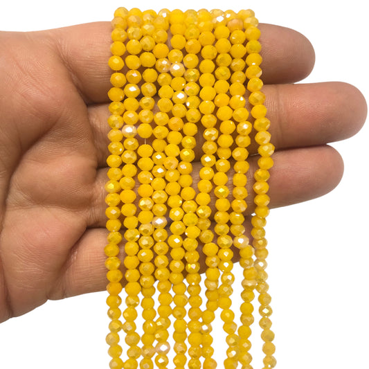 Kristal Boncuk, Çin Kristali-4mm - 18 - Parlak Kanarya Sarı