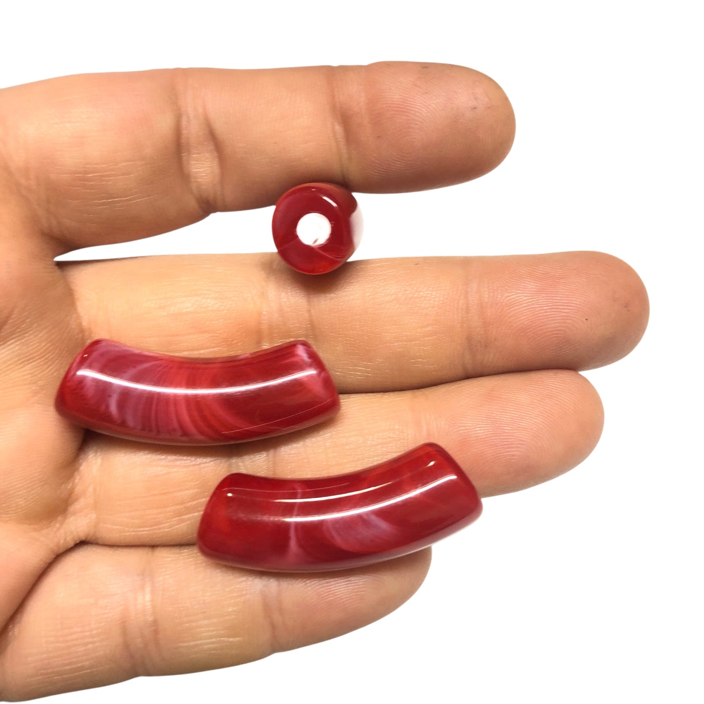 A Kalite Akrilik 11.2x34.8mm- Ebruli Kırmızı