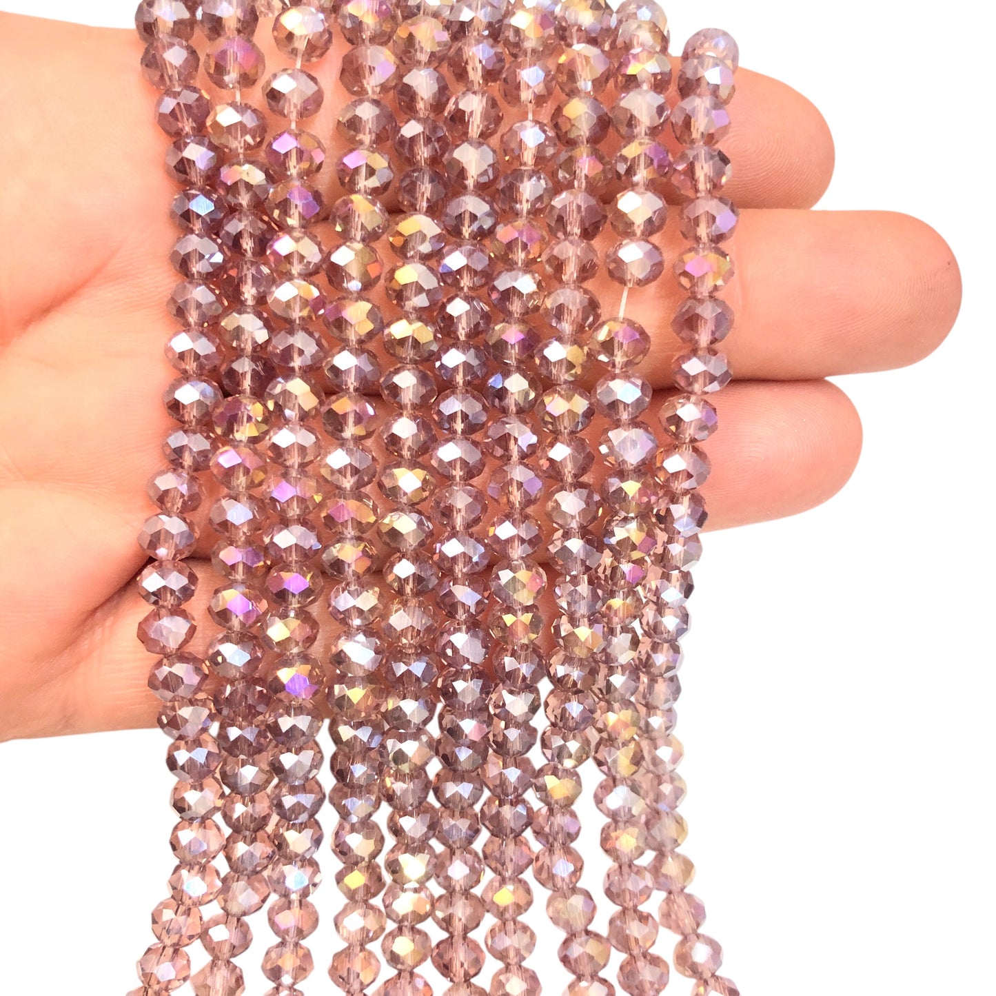 Çin Kristali 6mm - 6107 Şeffaf Janjanlı Açık Mürdüm