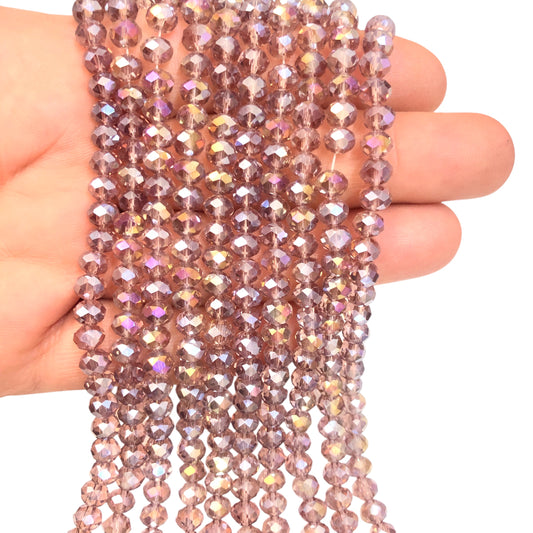 Çin Kristali 6mm - 6107 Şeffaf Janjanlı Açık Mürdüm