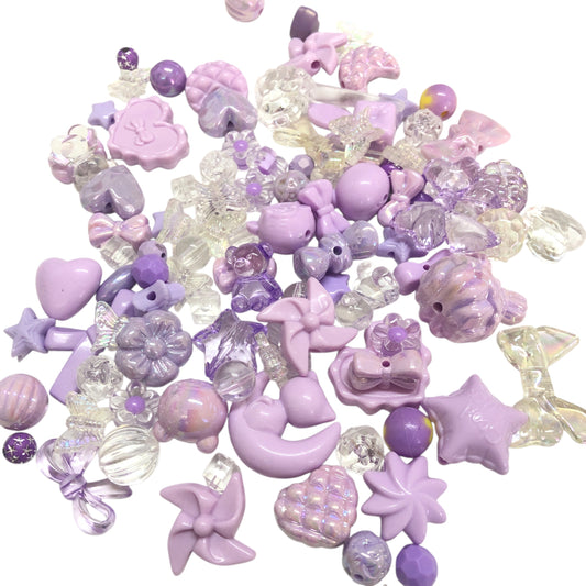 Akrilik Boncuk- Karışık Renkli Lila