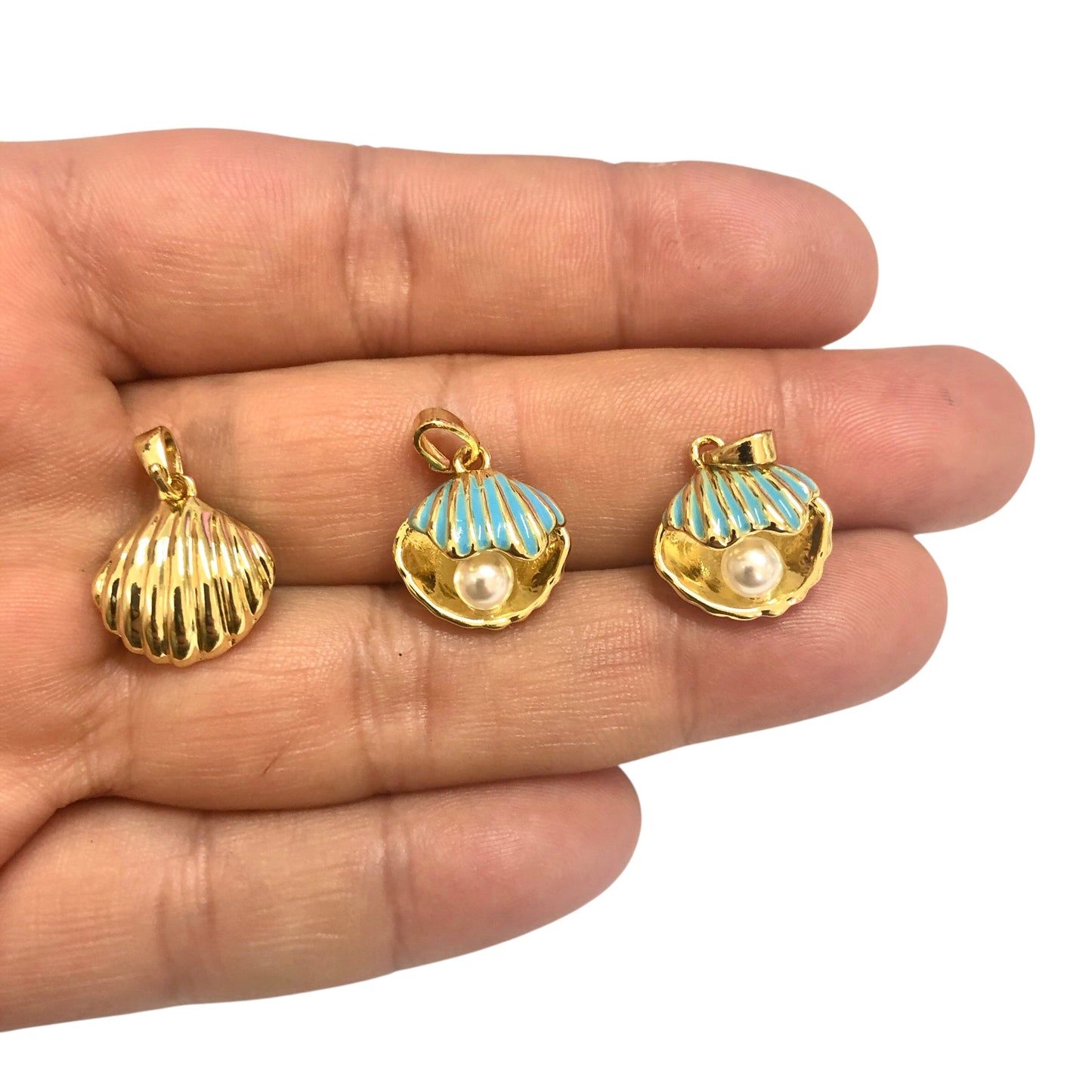 Altın Kaplama Mineli İncili istiridye Kolye Ucu