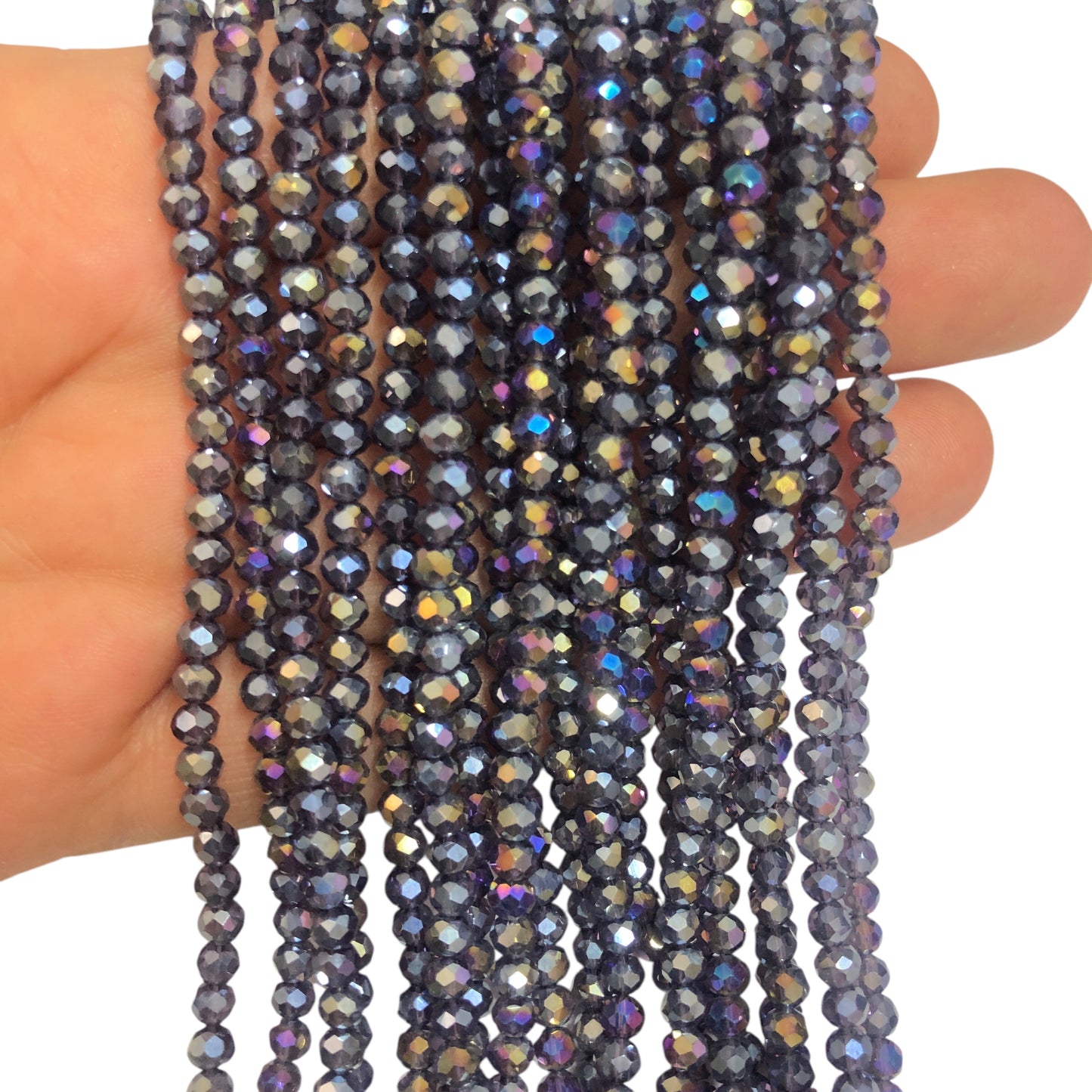 Kristal Boncuk, Çin Kristali-4mm - 65- Şeffaf Janjanlı koyu mor