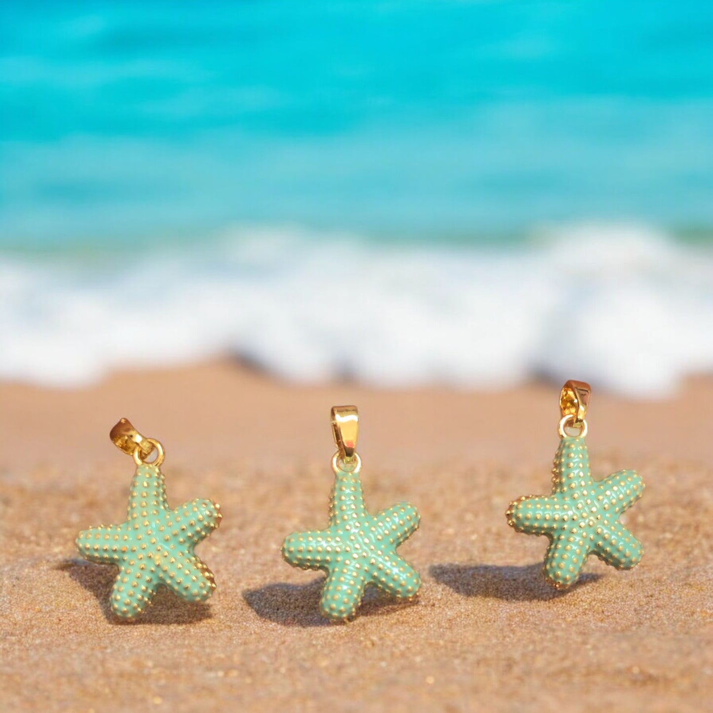 Altın Kaplama Mineli Deniz Yıldızı Kolye Ucu -Mint