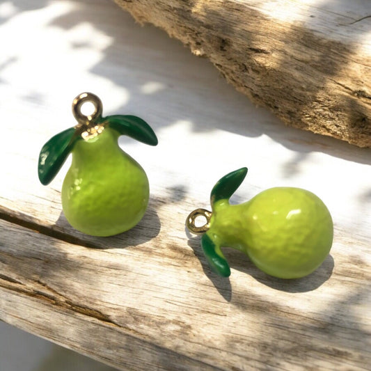 Gold Plated Enamel Strawberry Shaking Attachment - Neon Green