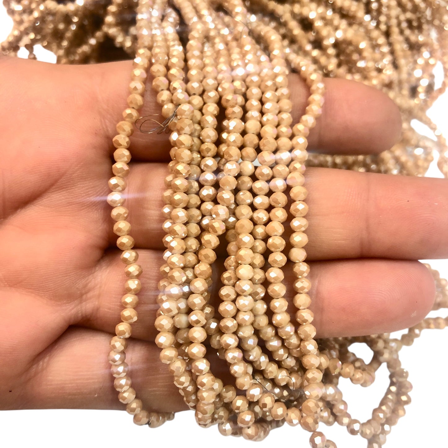 Kristal Boncuk, Çin Kristali-3mm-49- Janjan Koyu Krem