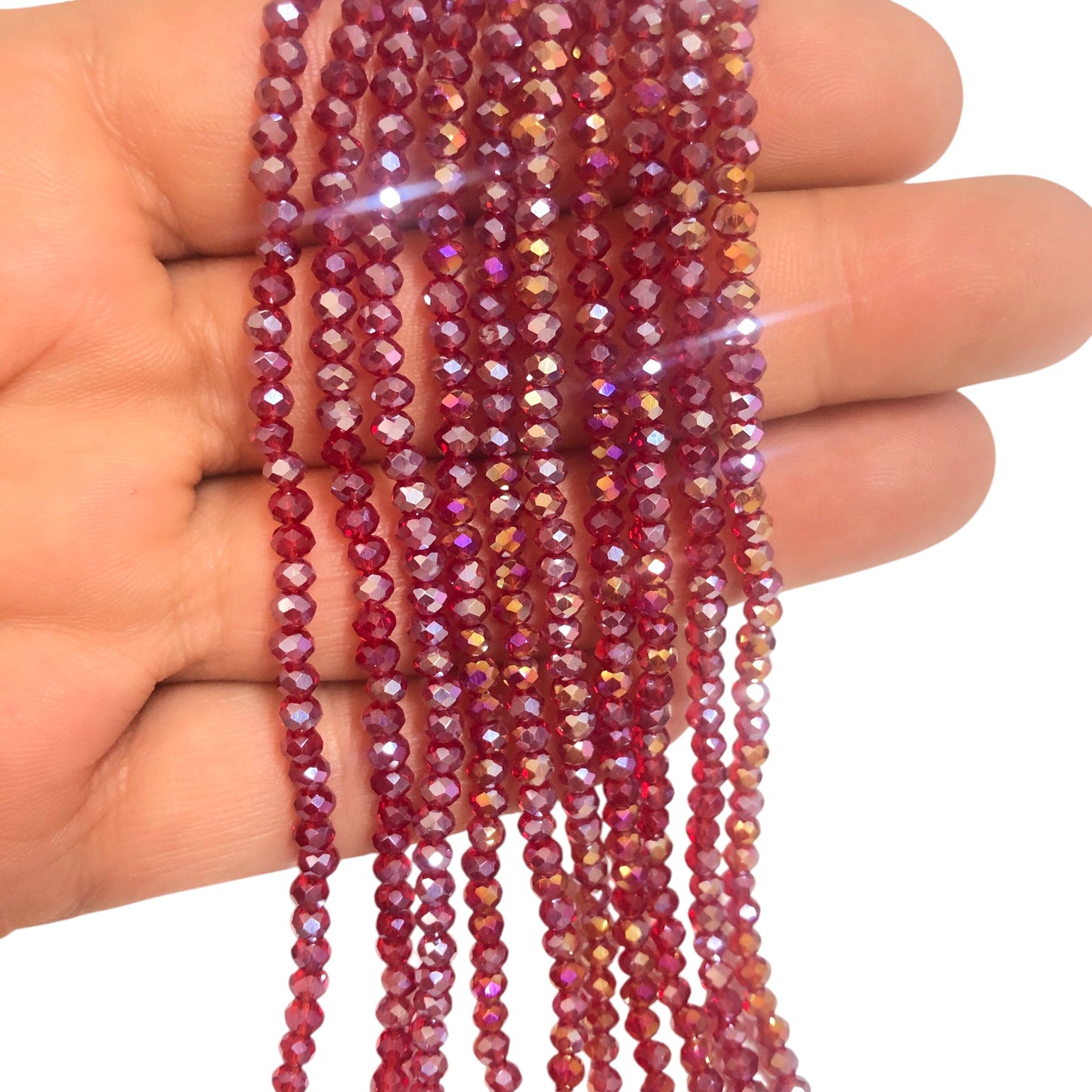 Kristal Boncuk, Çin Kristali-3mm-11 Janjan Kırmızı