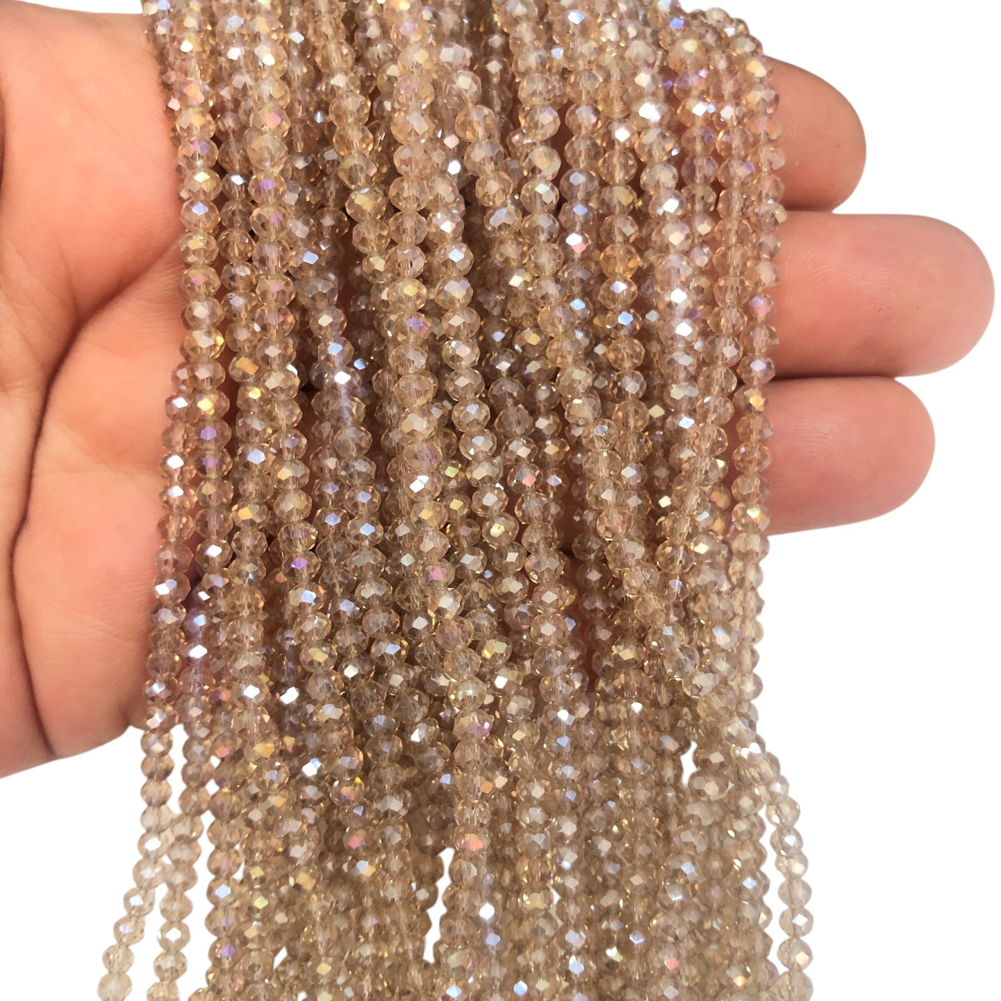 Kristal Boncuk, Çin Kristali-3mm-40-Şeffaf Janjanli Vizon