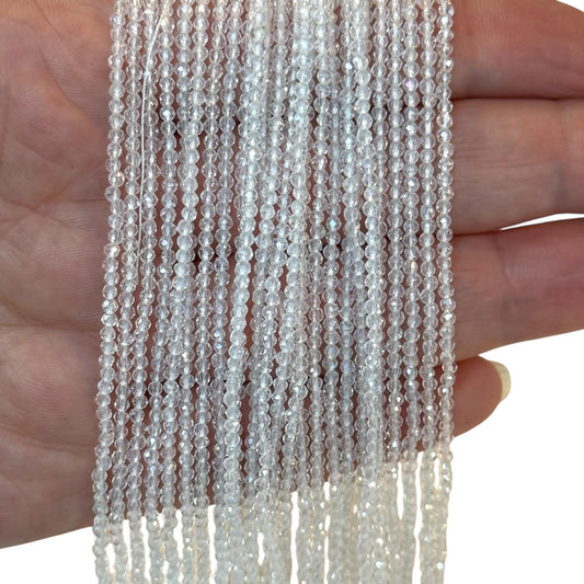 2mm Fasetli Yuvarlak Kristal Boncuk – Janjanlı Şeffaf-02-Kum Kristal