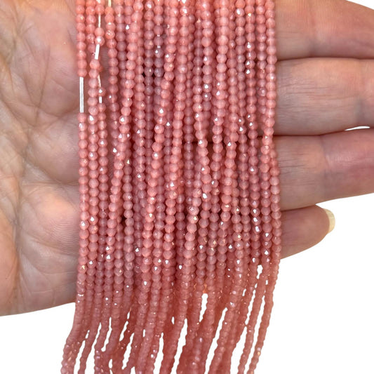 2mm Fasetli Yuvarlak Kristal Boncuk – Buzlu Pembe-03-Kum Kristal