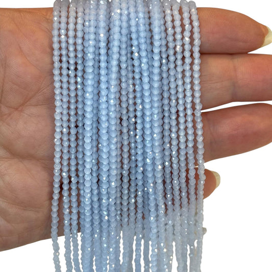 2mm Fasetli Yuvarlak Kristal Boncuk – Buzlu Mavi-20-Kum Kristal