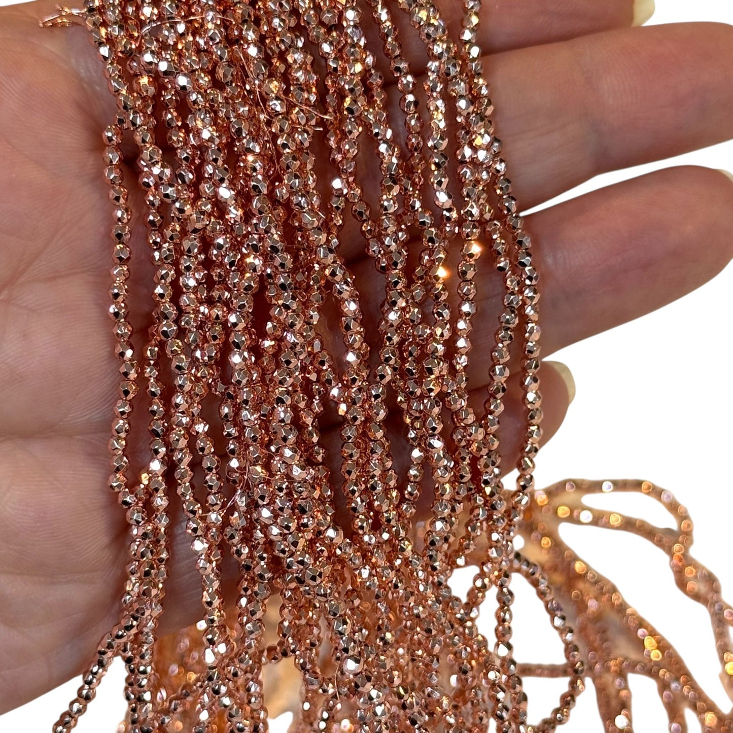 2mm Fasetli Yuvarlak Kristal Boncuk – Rose-25-Kum Kristal