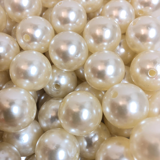 A Kalite Plastik 20 mm Yuvarlak inci - Krem