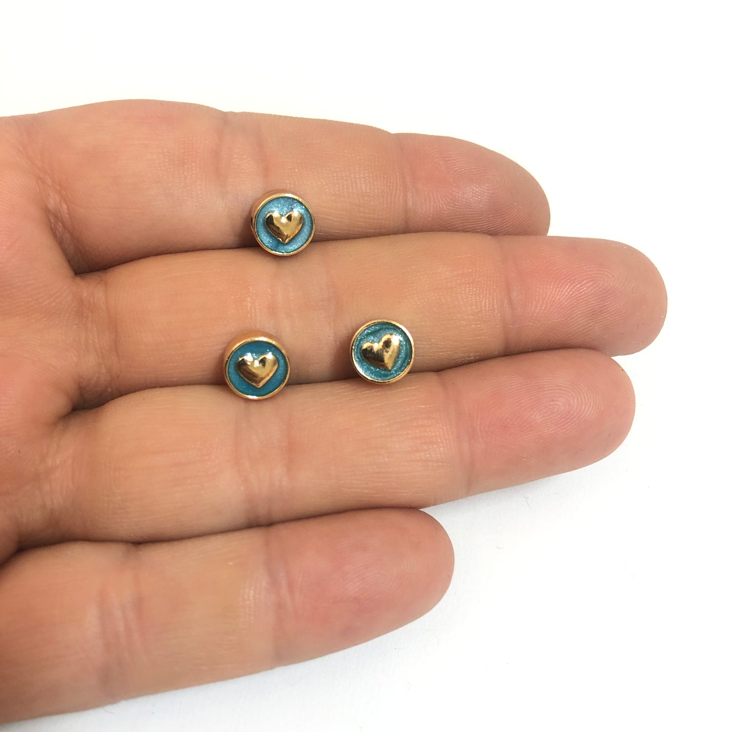 Gold Plated Enamel Heart Intermediate Device - Mint