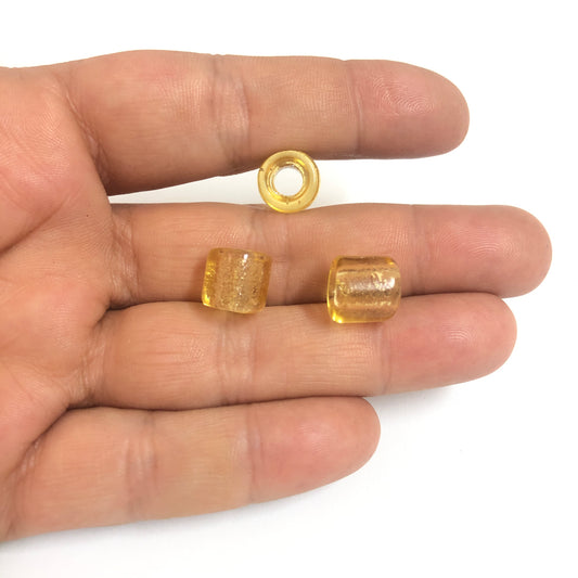 Murano Cam Şeffaf Silindir -Sarı