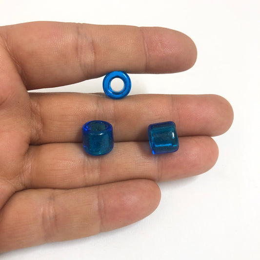 Murano Cam Şeffaf Silindir -Mavi