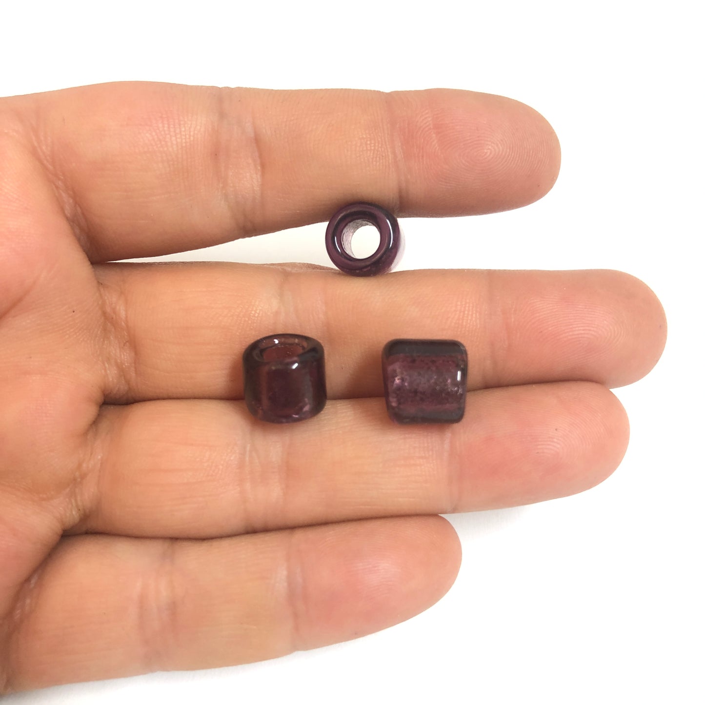 Murano Cam Şeffaf Silindir - Mürdüm