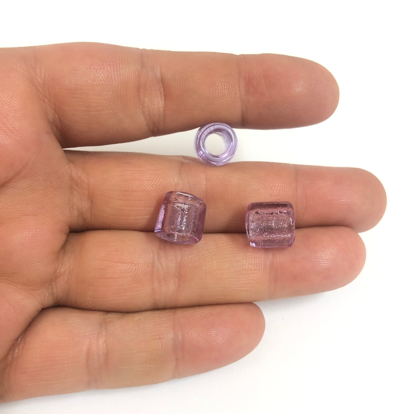 Murano Cam Şeffaf Silindir -Lila