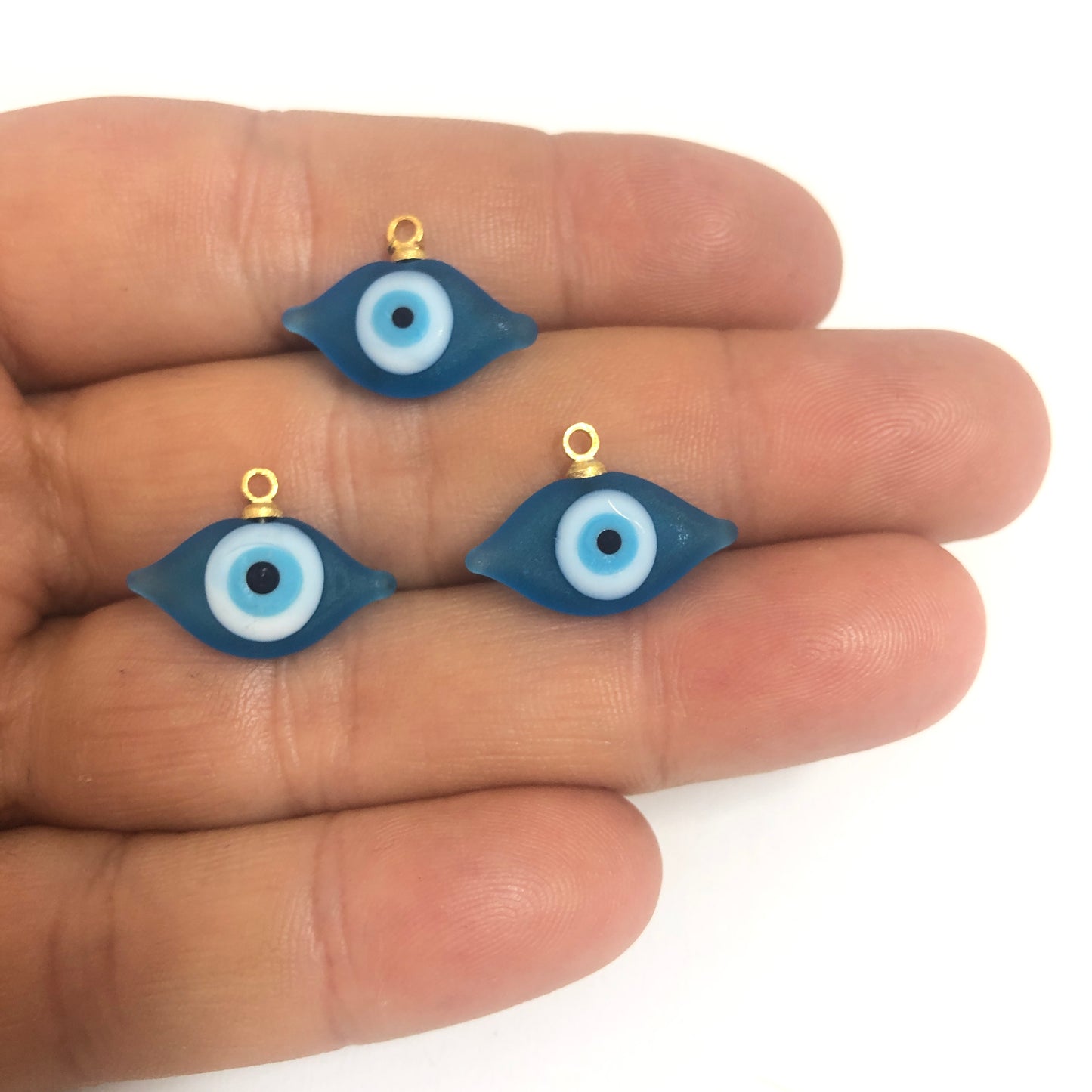 Murano Buzlu Cam Göz Nazar Sallantı-Mavi